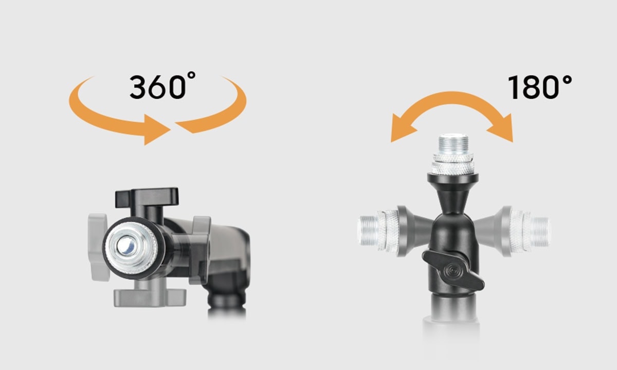 Flexibele microfoonarm van Brateck met 360° rotatie en 180° kantelbaarheid, ideaal voor professionele audio- en streamingtoepassingen.