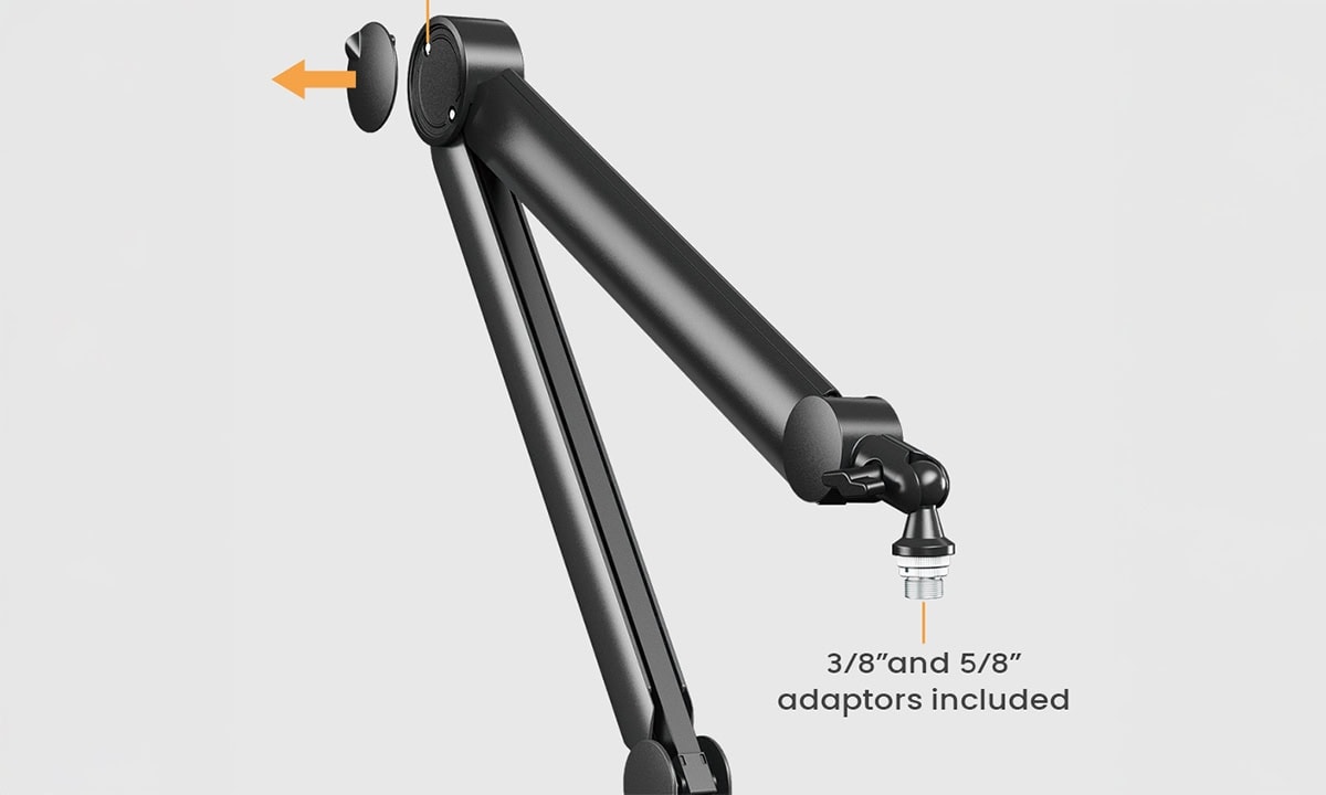 Professionele Brateck microfoonarm van 800mm met verstelbare arm en adapters, ideaal voor streaming, podcasting en opnames.