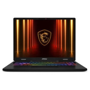 MSI Crosshair 16 HX gaming laptop met kleurrijk verlichte toetsenbord en krachtige specificaties, ideaal voor gaming en high-performance gebruik.