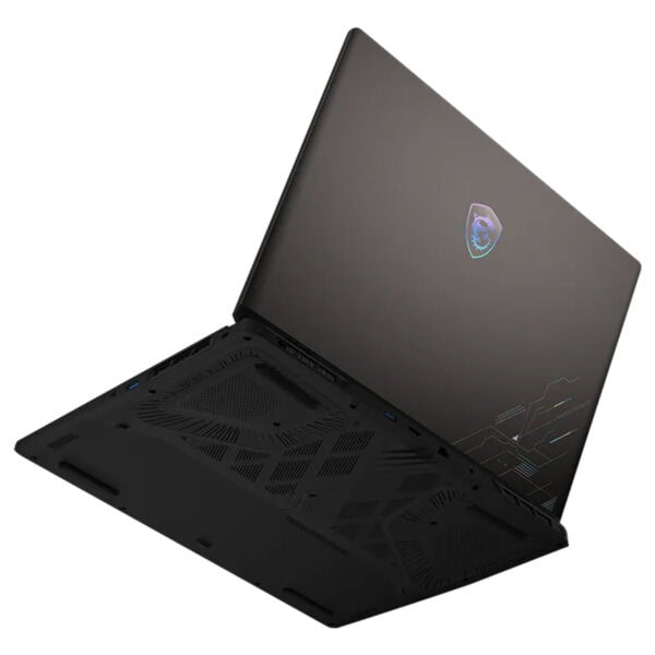 MSI Crosshair 17 HX gaming laptop met open scherm en verlichte toetsenbord, geschikt voor high-end gaming en krachtige prestaties.