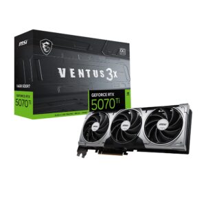 GeForce RTX 5070 Ti Ventus 3X OC grafische kaart met 16GB GDDR7, 256-bit geheugen, DLSS 4 en geavanceerde gaming-prestaties.