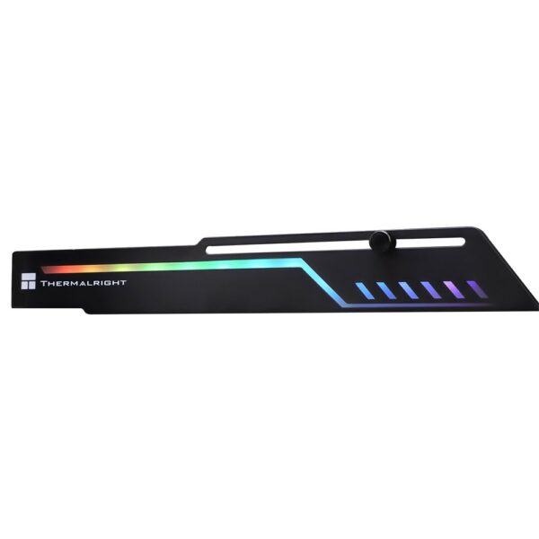 ARGB videokaartsteun van Thermalright met verstelbare steun en kleurrijke verlichting, ontworpen voor optimale ondersteuning en esthetiek in gaming- en high-performance pc's.