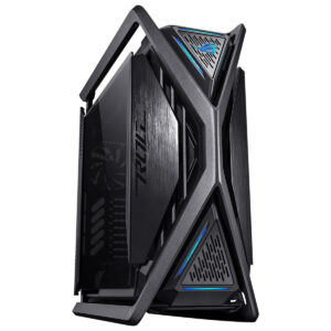 Robuuste ASUS ROG Strix Hyperion GR701 behuizing met ARGB-verlichting en temperd glas, ontworpen voor high-end gaming PC's.