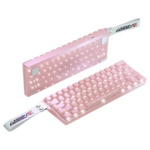 Pink gaming toetsenbord met verlichte toetsen en magnetische switch, geschikt voor gamers, met RGB-verlichting en Hall Effect Hotswap technologie.