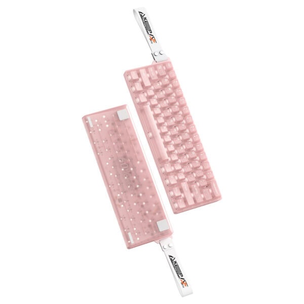 Pink-clear DAREU COOL 60 gaming toetsenbord met RGB-verlichting, magnetische switches, 8K Hz Hall Effect, hot-swap functies en een compact ontwerp voor optimale gamingprestaties.