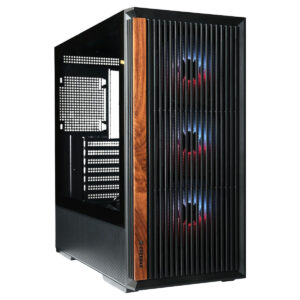 Gaming behuizing met drie ARGB ventilatoren, gehard glas en USB 3.2, perfect voor high-performance gaming systemen.