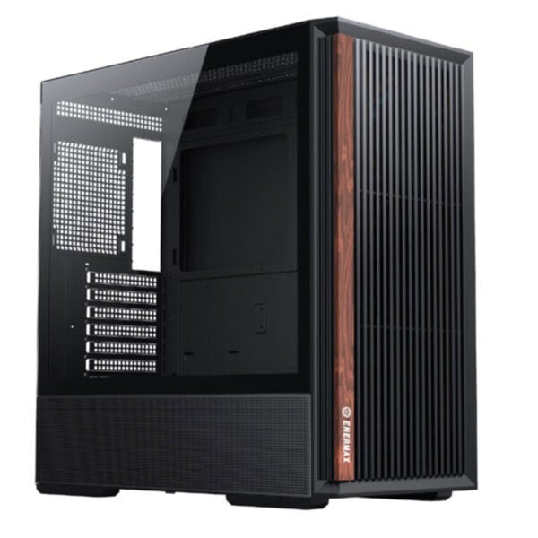 ATX Gaming Behuizing met ARGB-fans en gehard glas.