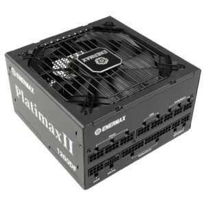 Enermax Platimax II 1200W 80+ Platinum voeding met volledig modulair ontwerp en PCIe 5.1 ondersteuning, geschikt voor high-end gaming en krachtige PC-builds.