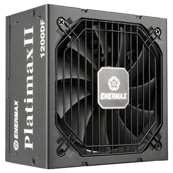 Enermax Platimax II 1200W voeding met volledig modulair ontwerp en 80+ Platinum efficiëntie, geschikt voor high-performance gaming en krachtige PC-builds.
