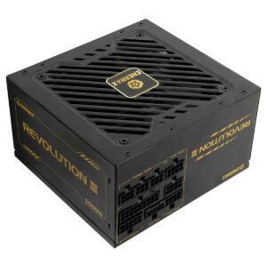 Azoth Gaming Revolution III 1000W 80+ Gold PCIe 5.1 volledig modulair ATX voeding, geschikt voor high-performance gaming en krachtige PC-builds.