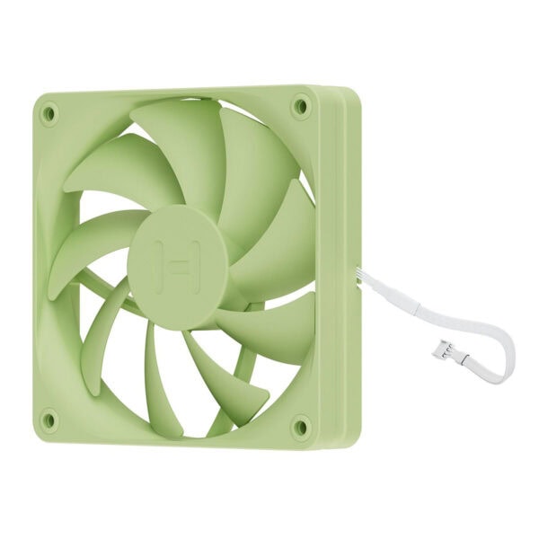 Lichtgroene HYTE FA12 Matcha Milk 120mm ventilator voor pc-behuizingen, ideaal voor optimale koeling en stille werking in gaming- en computeropstellingen.