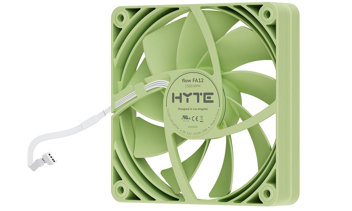Hyte FA12 Matcha Milk 120mm behuizingsventilator voor PC-koeling, stil en efficiënt, ideaal voor gaming en high-performance systemen.