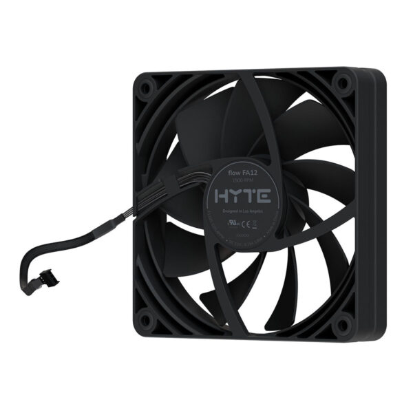 Hyte FA12 120mm ventilator voor PC-behuizingen, zwart, stille en efficiënte airflow. Perfect voor het verbeteren van de koeling en het optimaliseren van de prestaties van je gaming PC.