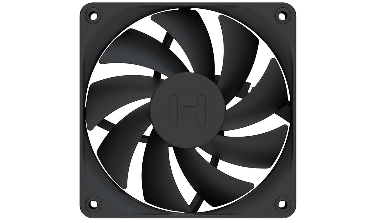 Zwart 120mm ventilator van Hyte FA12, ideaal voor PC-behuizingen, met krachtige airflow en stil ontwerp voor optimale koeling.