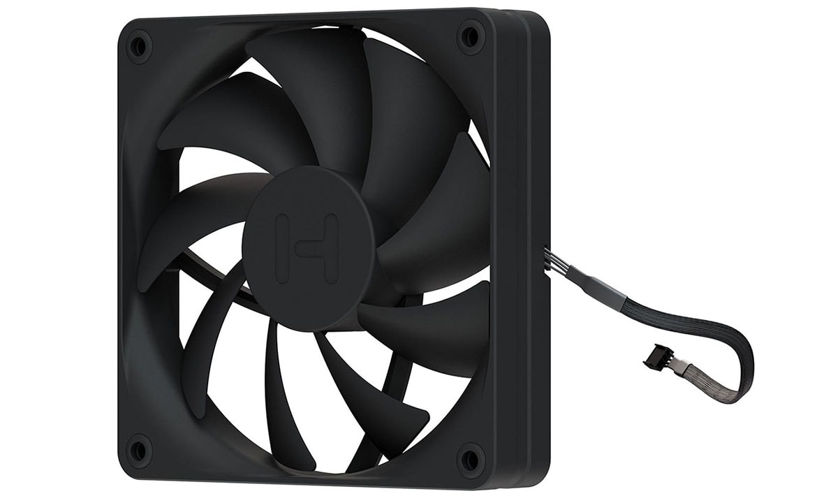 Zwarte 120mm behuizingsventilator van HYTE FA12, ideaal voor PC-koeling en optimale airflow.