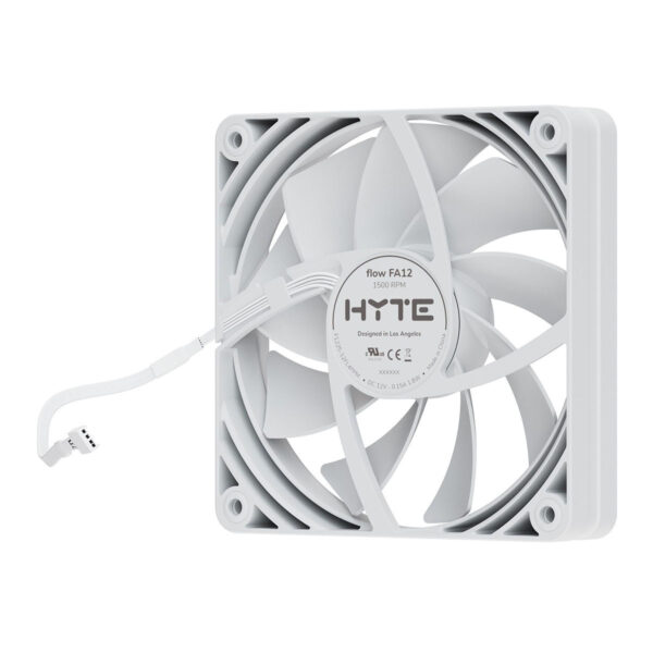 Hyte FA12 Snow White 120mm ventilator voor pc-behuizingen, stille en efficiënte airflow, ideaal voor gaming en high-performance systemen.