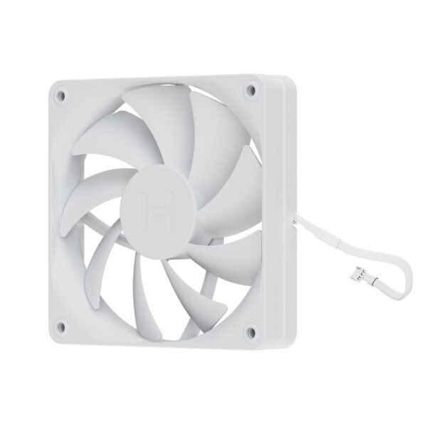 Wit Hyte FA12 Snow White 120mm ventilator voor pc-behuizingen, ideaal voor koeling en luchtstroomverbetering in gaming- en high-performance systemen.