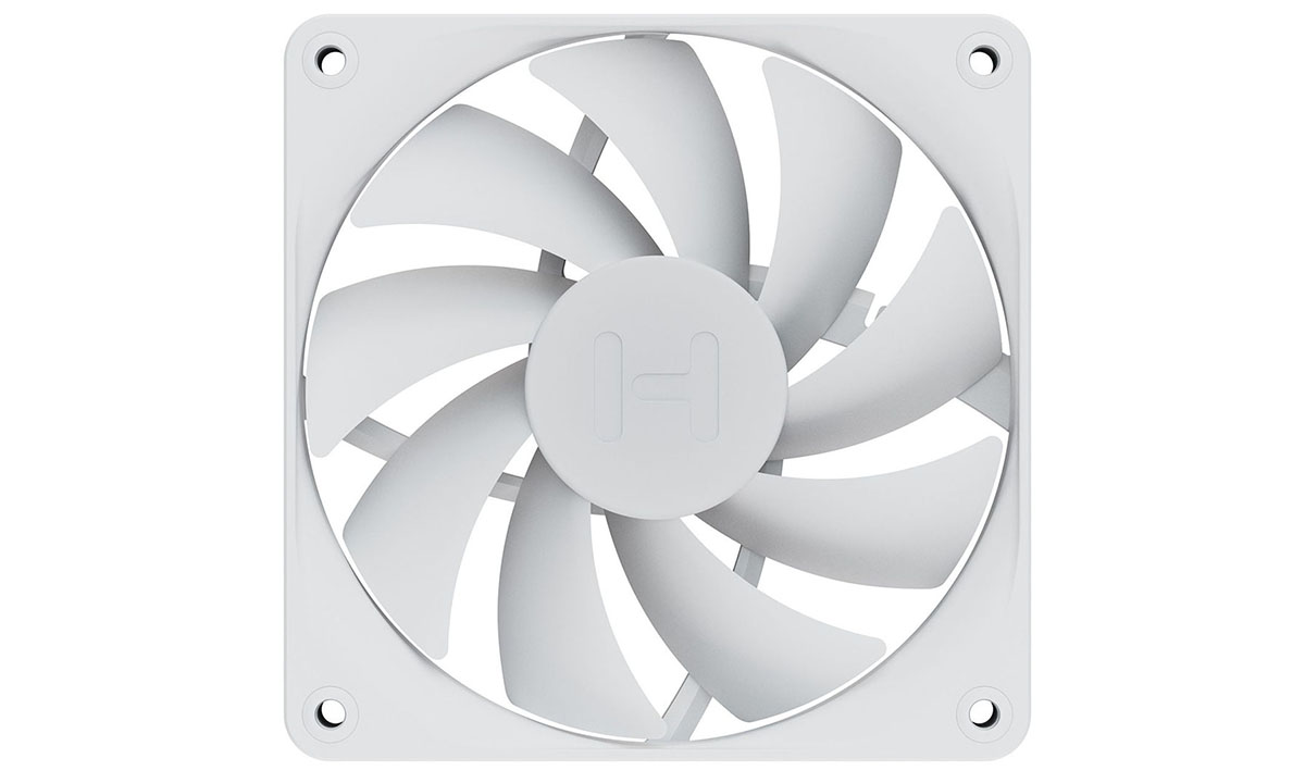 Snow White HYTE FA12 120mm ventilator voor pc-behuizingen, stil en efficiënt, ideaal voor koeling en optimale airflow in gaming- en high-performance systemen.