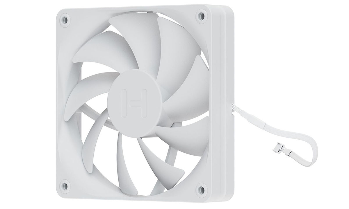 Snow White HYTE FA12 120mm ventilator voor pc-behuizingen, ideaal voor koeling en luchtstroomverbetering in gaming- en high-performance systemen.