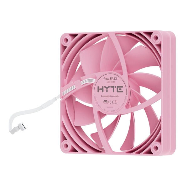 Hyte FA12 Strawberry Milk 120mm ventilator voor PC-behuizingen, roze kleur, stille en efficiënte koeling. Perfect voor gaming en high-performance systemen.