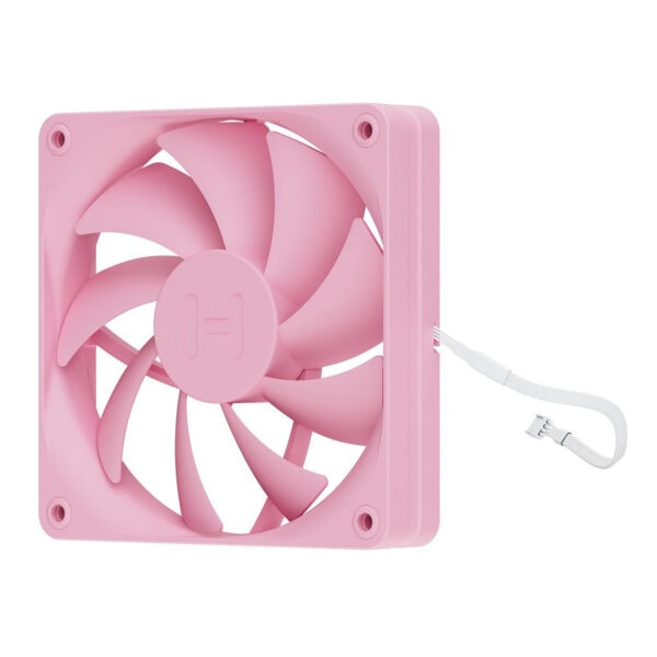 Roze HYTE FA12 Strawberry Milk 120mm ventilator voor pc-behuizingen, ideaal voor optimale koeling en stille werking in gaming setups.