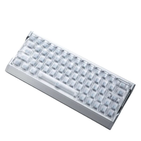 Compact mechanisch gaming toetsenbord met zilveren Blade RS 60%, magnetische switches, RGB-verlichting, hall effect, hot-swap functies en 8K Hz polling rate, ideaal voor gamers.