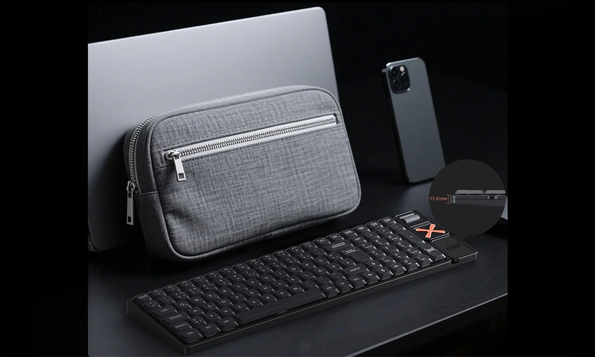 Compact mechanisch gaming toetsenbord met RGB-verlichting, hot-swappable switches en draadloze functionaliteit, perfect voor gamers en professionals die optimale prestaties zoeken.