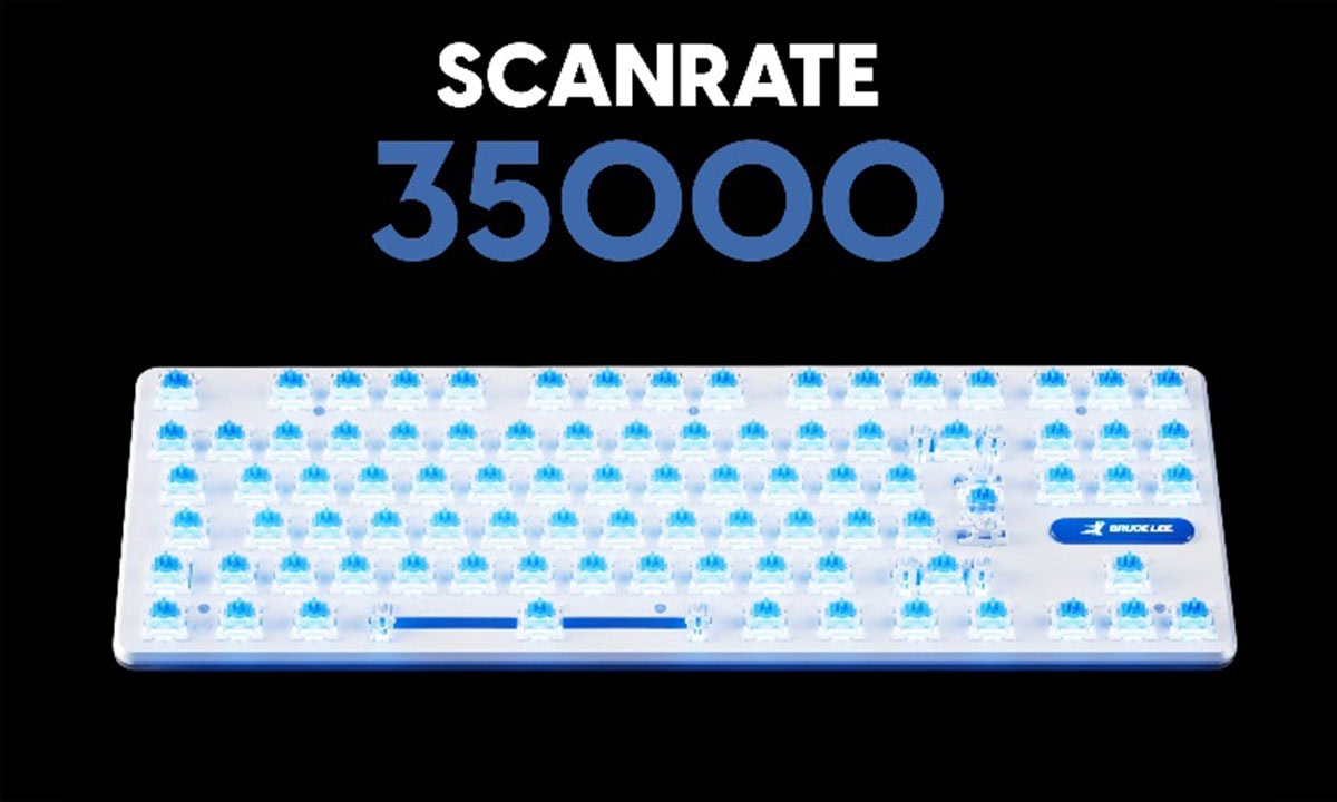 RGB mechanisch gaming toetsenbord met scanrate van 35000 voor snelle respons en optimale prestaties.