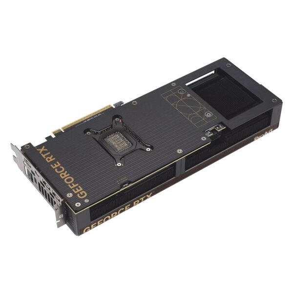 ASUS ProArt GeForce RTX 5070 Ti OC Edition grafische kaart met koellichaam en PCIe-connector, geschikt voor high-end gaming en professionele grafische toepassingen.