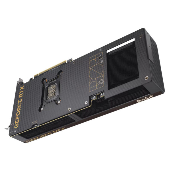 ASUS ProArt GeForce RTX 5070 Ti OC Edition grafische kaart met koellichaam en PCIe-connector, geschikt voor high-end gaming en professionele toepassingen.