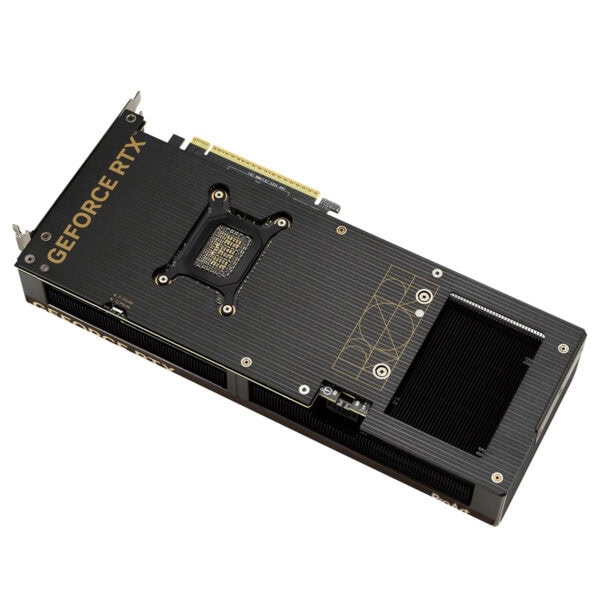 ASUS ProArt GeForce RTX 5080 grafische kaart met 16GB GDDR7 geheugen en koellichaam, geschikt voor high-end gaming en professionele grafische toepassingen.