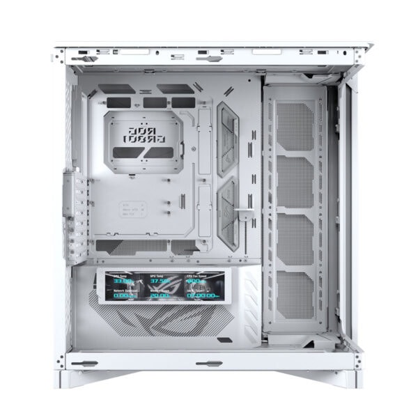 Asus Rog Cronox Gr801 White Edition Argb Panoramisch Gehard Glas Lcd Scherm Full Tower E Atx Gaming Behuizing 10