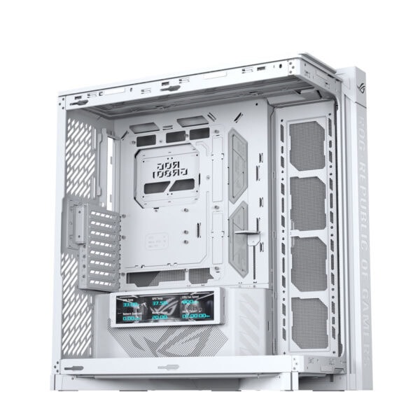 Asus Rog Cronox Gr801 White Edition Argb Panoramisch Gehard Glas Lcd Scherm Full Tower E Atx Gaming Behuizing 11