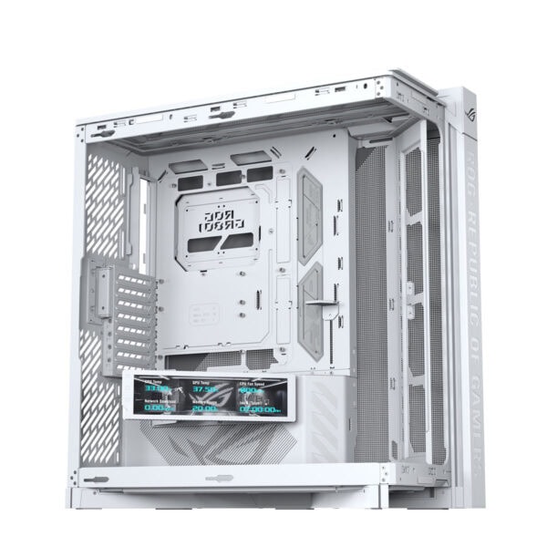 Asus Rog Cronox Gr801 White Edition Argb Panoramisch Gehard Glas Lcd Scherm Full Tower E Atx Gaming Behuizing 12