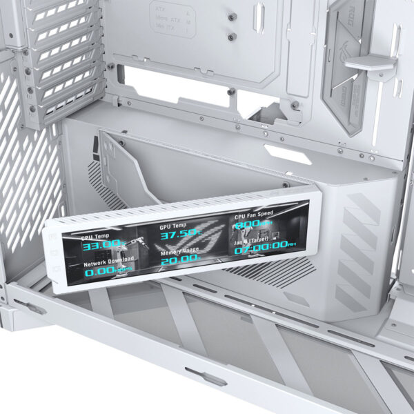 Asus Rog Cronox Gr801 White Edition Argb Panoramisch Gehard Glas Lcd Scherm Full Tower E Atx Gaming Behuizing 13