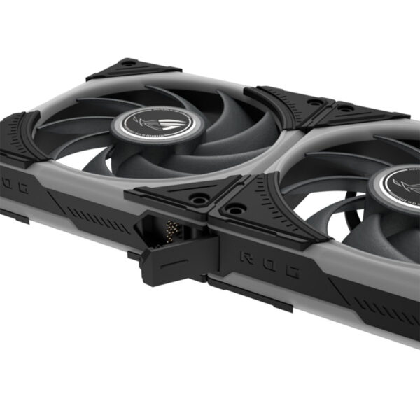 ASUS ROG Eurux GR120 ARGB ventilator met 120mm diameter, zwart en grijs ontwerp, geschikt voor pc-behuizingen en koelsystemen.