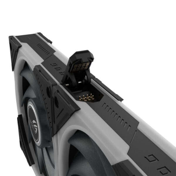ASUS ROG Eurux GR120 ARGB ventilator met 120mm diameter, ontworpen voor gaming PC-behuizingen, met ARGB-verlichting en eenvoudig te installeren.
