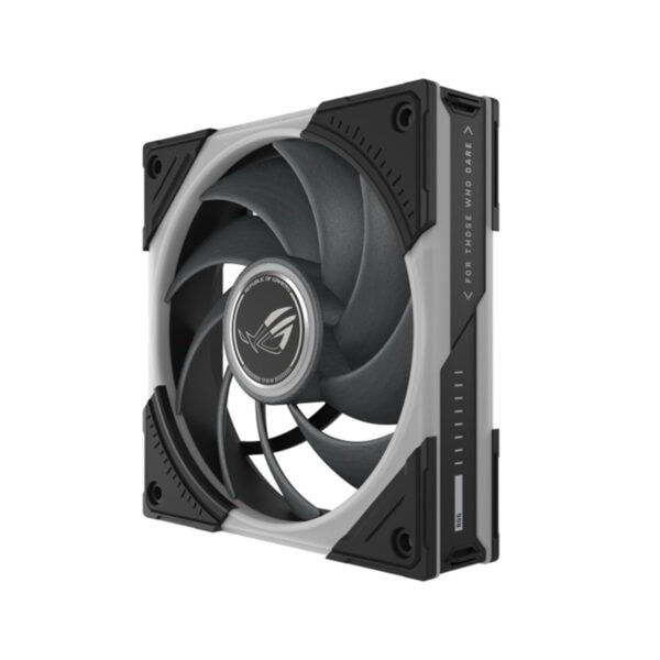 ASUS ROG Eurux GR120 ARGB ventilator, 120mm, zwart en wit, voor gaming PC-behuizingen, met ARGB-verlichting en hoge airflow.