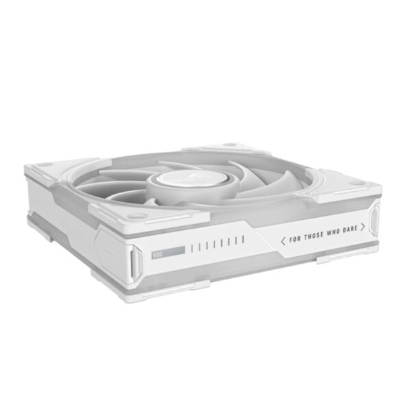 ASUS ROG Eurux GR120 ARGB ventilator in wit, 120mm, voor pc-behuizingen, met ARGB-verlichting en zwart ontwerp.