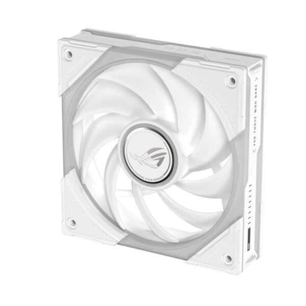 ASUS ROG Eurux GR120 ARGB ventilator, witte editie, 120mm, voor pc-behuizingen, met verlichte ARGB-ring en high-performance koeling.