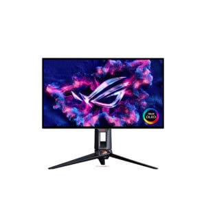 De ASUS ROG Swift OLED PG27UCWM 27 inch gaming monitor met levendige kleuren en een strak ontwerp, ideaal voor gamers en professionals.