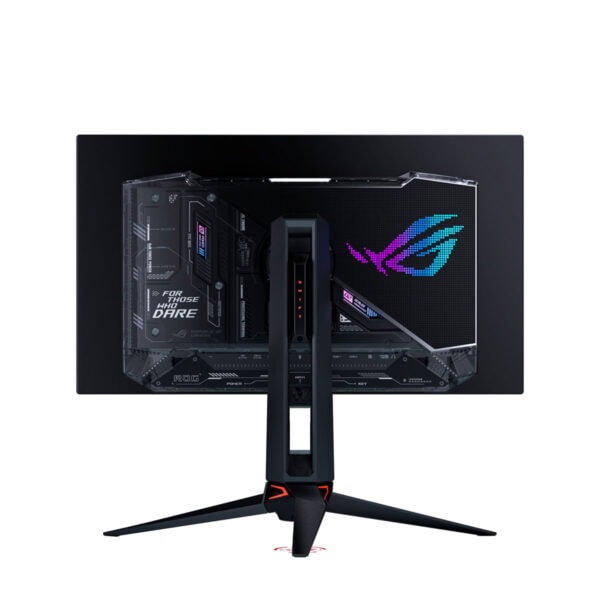 Gaming monitor met OLED-scherm en verstelbare standaard, geschikt voor high-end gaming en professionele toepassingen.