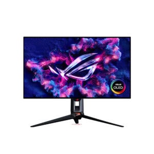 De ASUS ROG Swift OLED PG32UCWM 31.5 inch gaming monitor met levendige kleuren en een strak ontwerp, ideaal voor gaming en multimedia.