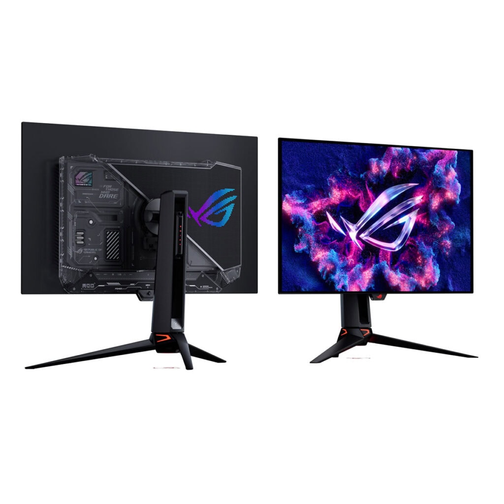De ASUS ROG Swift OLED PG32UCWM gamingmonitor met 31.5 inch scherm, 4K UHD resolutie en snelle refresh rate voor optimale gamingervaring.