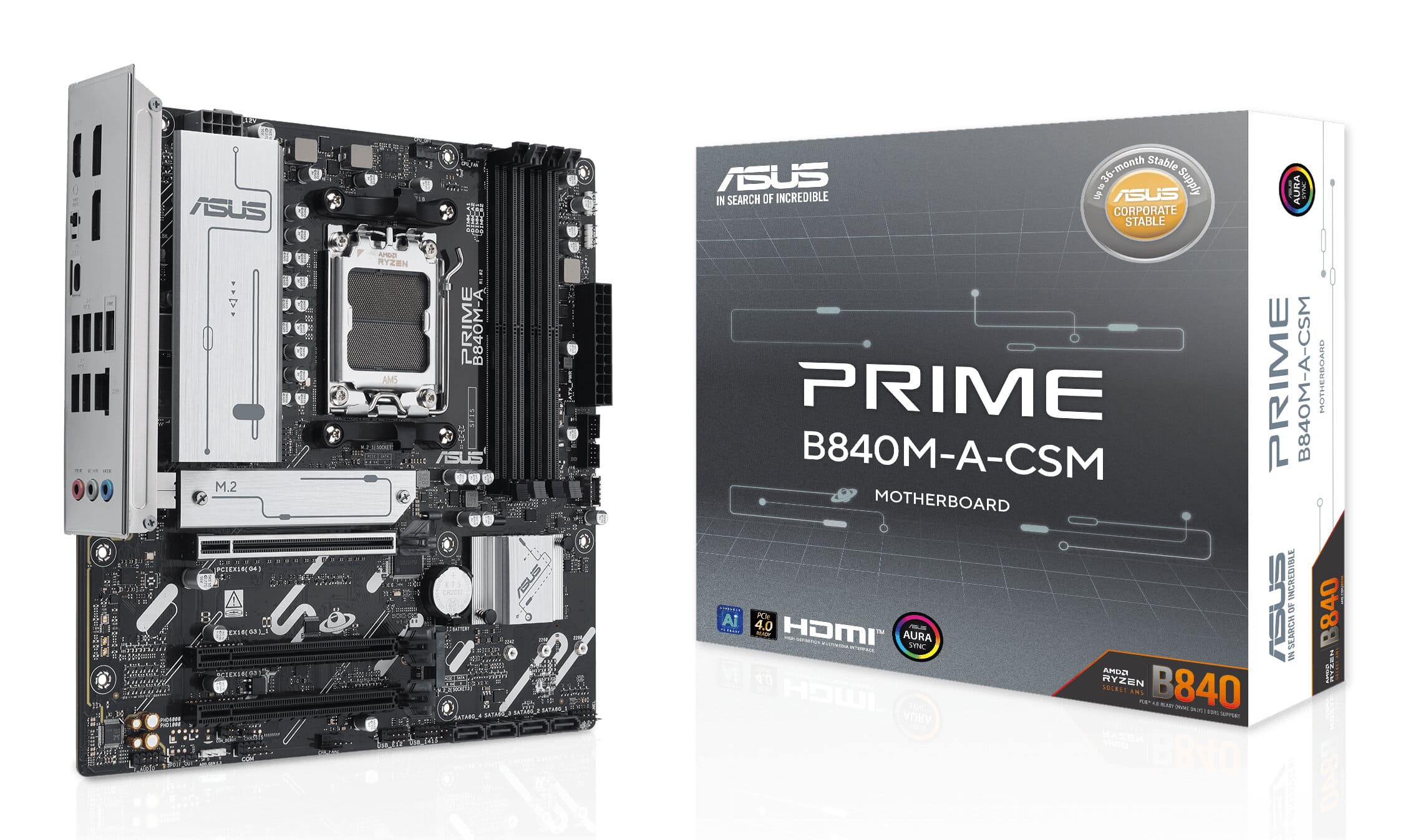 ASUS PRIME B840M-A-CSM 7600MHz (OC) DDR5 Socket AM5 M.2 HDMI DP mATX Moederbord
